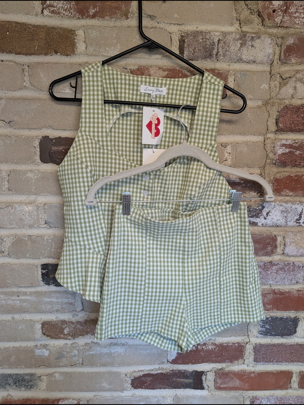 emory park Green Gingham Shorts Set